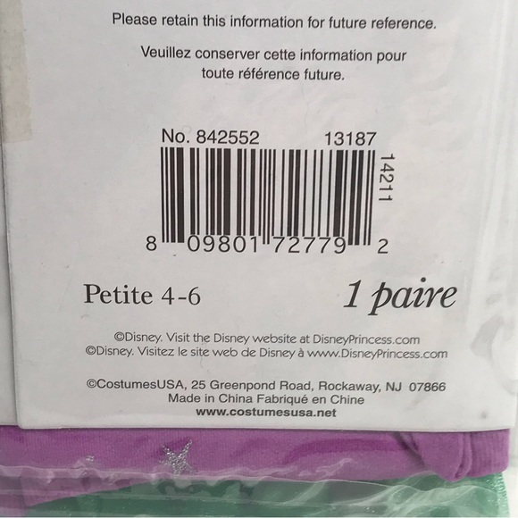 Disney The Little Mermaid Footless Tights Size Small 4-6 1 Pair New In Package - Picture 5 of 7
